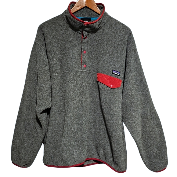 Patagonia Synchilla Snap-T Fleece Pullover Nickel/Wax Red Size Large - Picture 1 of 3